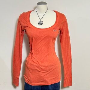 Vintage 2000s Y2K Hollister orange long sleeve top Size M